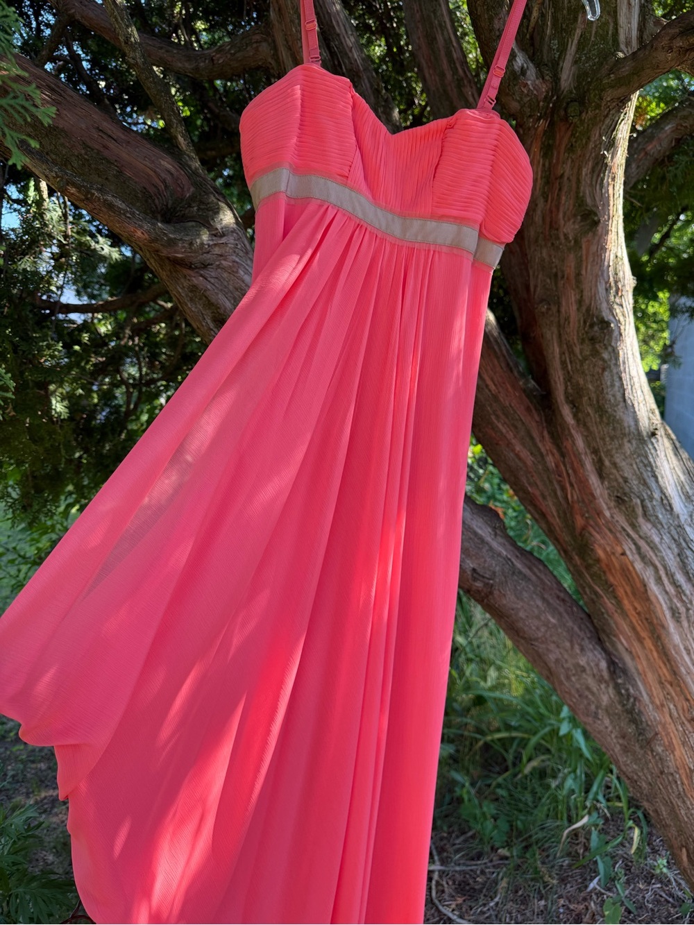 BCBGMaxAzria 2 Pink Coral Pleated Bodice Grecian Drape Style Formal Dress Size 2 - Picture 12 of 17